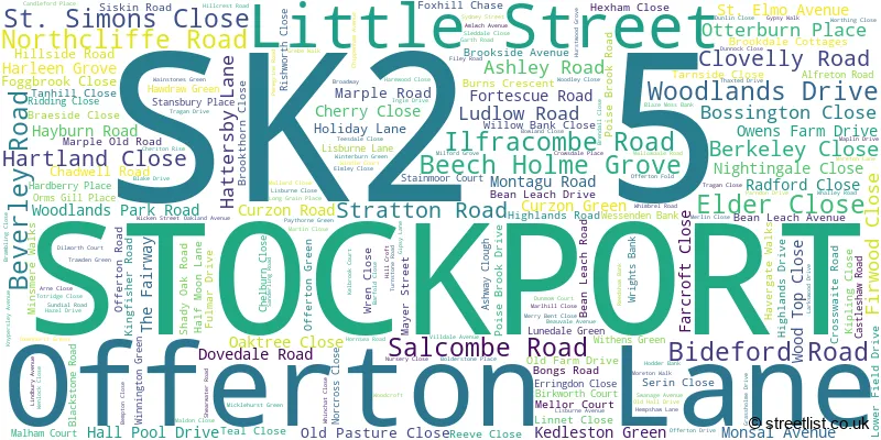 A word cloud for the SK2 5 postcode